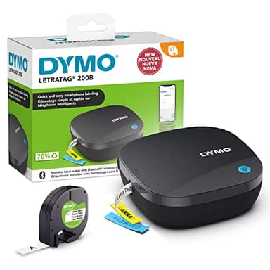 DYMO LetraTag 200B-Beschriftungsgerät mit Bluetooth | kompakter Etikettendrucker | verbindet Sich über Wireless Bluetooth-Technologie mit iOS und Android | inklusive 1 x Papierschriftband in Weiß