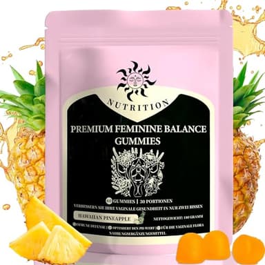 Feminine Balance Gummi, Frauen Balance Gummies für das feminine Wohlbefinden, Premium Ananas Gummis für pH-Wert Gesundheit, Vaginale Probiotika & Immununterstützung, Vegan, Glutenfrei, 60 Gummis