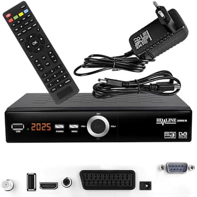Hd-line 20900 HD Sat Receiver Satellit DVB S2 HD Receiver für SAT Digitaler Satelliten SAT Receiver (DVB-S/S2, HDMI, SCART, 2X USB 2.0, Full HD 1080p) (Vorprogrammiert für Astra Hotbird und Türksat)