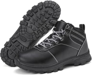 ricema Winterstiefel Herren Damen Winterschuhe Warm Gefüttert Schneestiefel Leicht Wasserdicht Wanderschuhe Trekkingschuhe Rutschfest Stiefel Winter Boots,Schwarz 43 EU