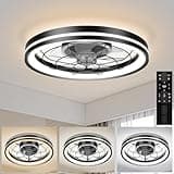 Airwit 48cm Deckenventilator mit Beleuchtung und Fernbedienung Leise, Dimmbar Deckenlampe mit Ventilator, Modern Deckenleuchte Ventilator mit Licht für Schlafzimmer Wohnzimmer, Umkehrbaren DC Motor