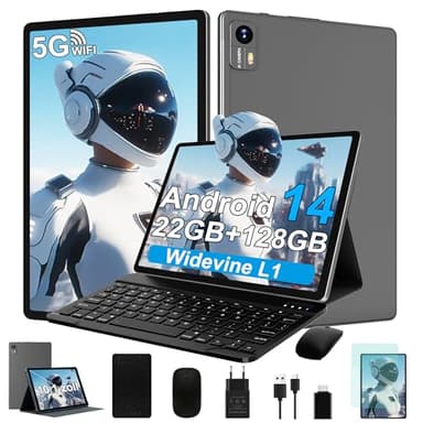 Bvlary 2025 Neueste 10 Zoll Android Tablet 22 GB RAM+128 GB ROM 1TB TF, Octa-Core,13MP+8MP, 5G+2.4G WiFi, 1280 * 800 HD-Display, Tablet PC, GPS,BT 5.0, 8000 mAh,(grau)