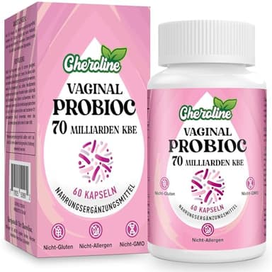 Cheroline Vaginal Probiotika für Frauen, 70 Milliarden KBE, 7 Stämme mit Prebioc-Mischung, 13-in-1 Intimflora Probiotika, Vegane Kapseln (60 Stück (1er Pack))