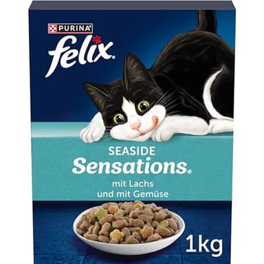 FELIX Seaside Sensations Katzenfutter trocken, mit Lachs und Gemüse, 1er Pack (1 x 1kg)