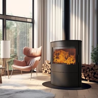 KRATKI Rollo 2 Kaminofen 8 kW Ø 150 mm mit Raumluftunabhängig – Freistehender Stahl-Holzofen BImSchV 2-konformm, Energieeffizienzklasse A+ & HKI-Zertifiziert - modernes Design