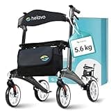 Helavo ultraleichter Carbon Rollator – Nur 5,6 kg leicht – Leichtgewicht-Rollator aus Kohlefaser – Ergonomisches Design für aufrechte Haltung, faltbar & wendig – Ideal für Innen & Außen