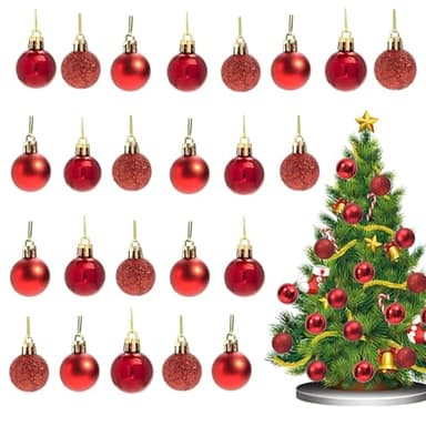 KASESSS 24Pcs Weihnachtskugeln Kunststoff, Rot Christbaumkugeln, Weihnachtsbaumkugeln Ø 30 mm, Christmas Baubles für Weihnachtsbaumschmuck, Rot Christmas Balls, Weihnachts Kugeln für Drinnen & Draußen