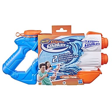 Super Soaker Twin Tide Wasserpistole doppelter Spritzpower Pump-Funktion großer 1,4L Wassertank einfaches Auffüllen