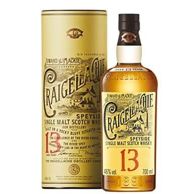 Craigellachie 13 Jahre alter Speyside Scotch Single Malt Whisky, 46% Vol., 700 ml, in edler Geschenkbox, in Sherry- & Bourbonfässern veredelt, ideal als Whisky-Geschenkset, 70 cl