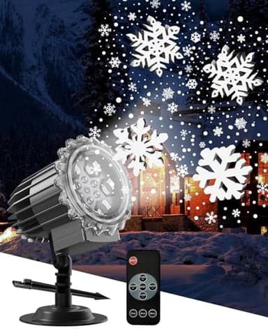 Trongle Weihnachten Schneeflocke Projektor Licht 3D-Effekt, LED Projektionslampe mit Fernbedienung & Timer, Weihnachtsprojektor Licht Wasserdicht, Dynamischem Schneefall, für die Weihnachtsdekoration