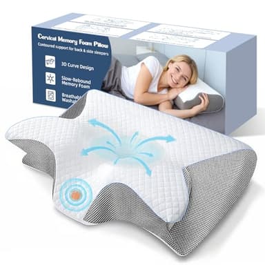 SaiXuan Nackenkissen Orthopädisches Memory Foam Kissen Ergonomisches 3D Nackenstützkissen für Rücken- & Seitenschläfer, Höhenverstellbares Kopfkissen 60×35×7.5/11.5cm, Atmungsaktiver Waschbarer Bezug
