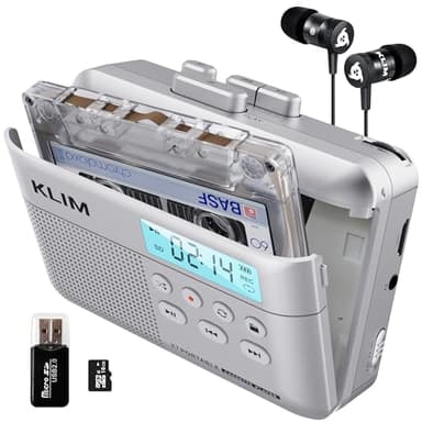 Kassettenspieler - Kassettenrekorder - Cassette Player - Kassetten Digitalisieren - Tragbarer Kassettenrekorder - Mikrofon & Lautsprecher - Wiederaufladbarer Akku - In-Ear-Kopfhörer - 16GB SD-Karte