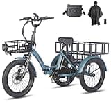 Fafrees Elektro Dreirad Fahrrad, 20 Zoll E-Trike 55-110KM Dreirad für Erwachsene mit 48V 18,2AH Akku, Tragkraft 180 kg, F20 Mate (+ vorderer Rahmen + vergrößerter hinterer Rahmen, Blau)
