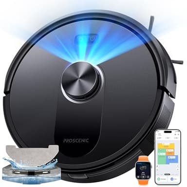 Proscenic Q10 Saugroboter mit Wischfunktion, 8000Pa 200min Staubsauger Roboter, Intelligentes Laser Navigation mit 5 Karten, Steuerung über APP Alexa Siri AppleWatch Fernbedienung für Böden Teppiche