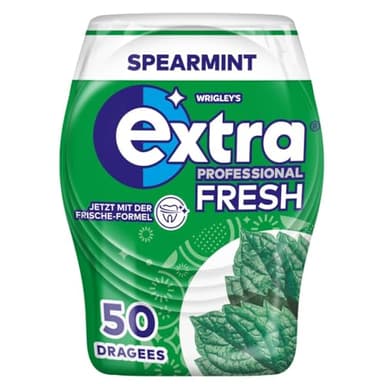 Extra Professional Kaugummi Zuckerfrei, Fresh Speartmint, 50 Dragees, Xylitol Kaugummi ohne Zucke mit Minz Frische (50 Dragees)