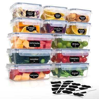 Hibisaws 12er Frischhaltedosen mit Deckel, Gefrierdosen, Essensboxen, BPA-frei Und 100% Luftdicht, Transparent, 6 x1 L & 6 x 0.5 L, meal prep boxen，Tupperdosen set