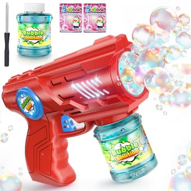 ROMINVIC Seifenblasenmaschine,Seifenblasenpistole Kinder Seifenblasen Machine: LED Seifenblasen Elektrisch Mit 100 ML Tank Blau Automatische Bubble Maker Für Kids Shooter Party Spielzeug