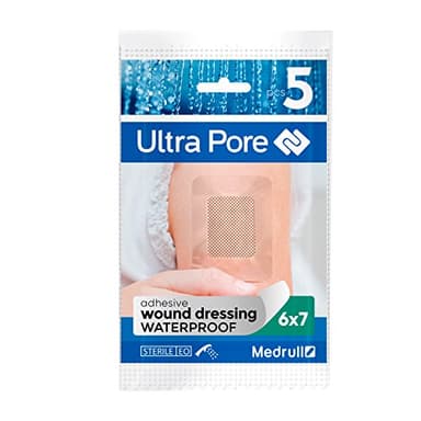 Medrull 100% wasserfestes Wundpflaster - Wasserfestes Pflaster - Steril, Transparent, Starker Halt - Schützt bei Schnittwunden & Kratzer - Ideal zum Duschen, Sport, Baden - 6 x 7 cm - 5 Stück