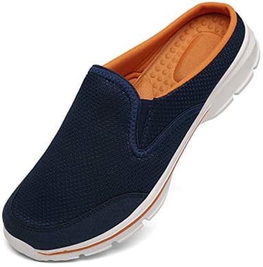 INMINPIN Unisex Hausschuhe Leichte Atmungsaktive Pantoffeln Slip On Walking Freizeit Schuhe für Damen Herren, Blau Orange, 40 EU