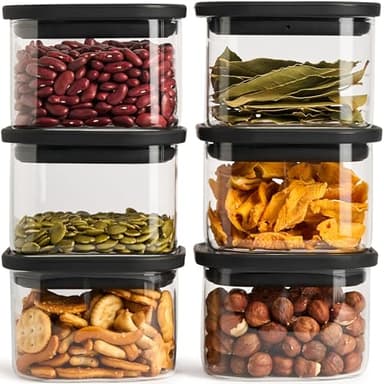 Greeano Vorratsgläser eckig mit Glasdeckel 400ml [6er Set] – Vorratsdosen Glas luftdicht & mottensicher – Aufbewahrungsgläser Küche für Lebensmittel, Nudeln, Mehl, Müsli, Kaffee