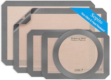 Silikon Backmatte, Sopito 5er-Set Antihaft Backmatte Silikon Backofen Wiederverwendbare hitzebeständige 250°C/480°F zum Backen, Braten und Zubereiten von Speisen, Grau