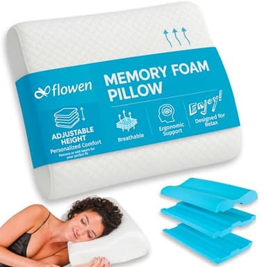 Nackenstützkissen Höheneinstellbares aus Memory Foam Orthopädisches und Ergonomisches Kopfkissen für Bett Kissen Hilft bei Nackenschmerzen Nackenstütze und Anti Schnarch Waschbarem Polyes. Bezug