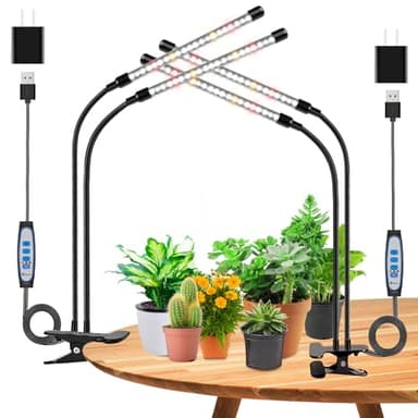 wolezek Pflanzenlampe LED, 2 PACK Vollspektrum Pflanzenlicht für Zimmerpflanzen, 3000k/6500k/660nm Pflanzenleuchte LED, Wachstumslampe für Pflanzen, 5 Stufen Dimmbar, 6/12/16H Auto Timer