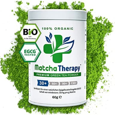 Matcha Tee - BIO Ceremonial Matcha Pulver - Grüntee aus Japan – EGCG 30+ | Labor geprüft: Mindestens 30mg/g natürliche EGCG Antioxidantien – Erste Ernte – Unterstützt Immunsystem & Energie | 60g