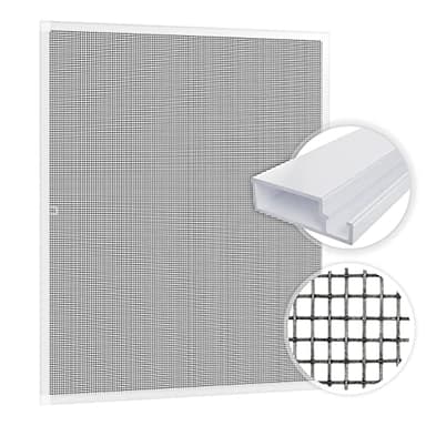 SAMUFLY Fliegengitter 100x120cm mit weißem Alurahmen für Fenster Insektenschutzgitter Insektenschutzrahmen Mückenschutz Fliegennetz