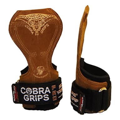 Grip Power Pads Cobra Grips® V2 Gewichtheber-Handschuhe, robust, Zughilfen für Kreuzheben, Cobra Grips Pro, PRO Brown Leather