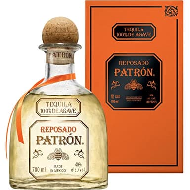 PATRÓN Reposado Premium-Tequila, 40% Vol., 70 cl/700 ml, aus 100 % besten blauen Weber-Agaven, in Mexiko in kleinen Chargen handdestilliert, 2 Monate im Eichenfass gelagert, perfekt für Margaritas