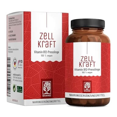 Vitamin B12 Vegan - 500 µg pro Tag - 270 Tabletten für 9 Monate - Beide aktive B12 Formen Adenosyl- & Methylcobalamin - Zellkraft B12 Komplex hochdosiert und laborgeprüft