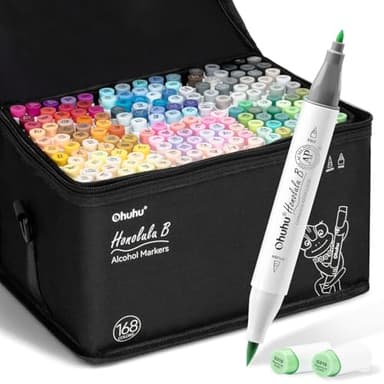 Ohuhu Alkohol Marker 168 Farben mit Pinsel & Feinspitze Alkoholbasiertes Künstlerset für Illustrationen & Ausmalen – Honolulu B – Nachfüllbar – AP-zertifiziert
