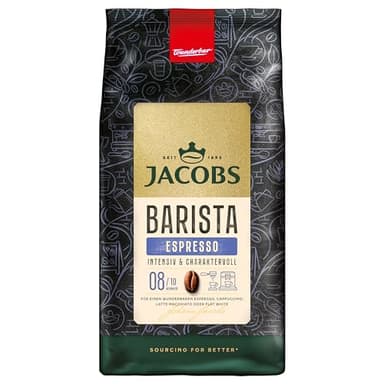 Jacobs Kaffeebohnen Barista Espresso, kräftig mit Kakao- & Karamell-Noten, geröstet in Bremen, Intensität 8/10, Kaffee ganze Bohnen, 1 kg