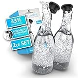 LICHTENWERK® 2X Premium Glasflasche kompatibel mit Sodastream Crystal 2.0 [33% MEHR SPRUDEL] - Edle Glaskaraffe mit mehr Volumen - Trinkflasche Sprudeln - Kohlensäure geeignet - Spülmaschinenfest