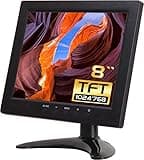 WHOLEV Mini HDMI Monitor 8 Zoll TFT LCD 1024x768 Mit AV/VGA/HDMI/BNC/USB Kopfhörer Eingebauter Lautsprecher für Büro/Geschäft/Heimsicherheit Raspberry Pi CCTV IP Kamera PC-Display