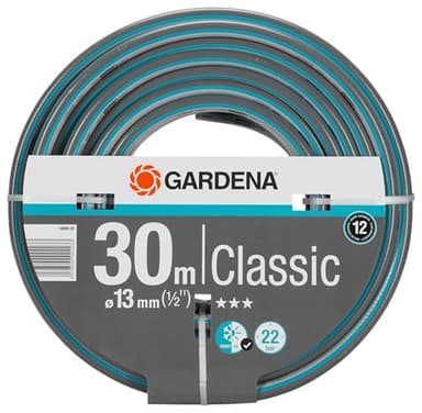 Gardena Classic Schlauch 13 mm (1/2 Zoll), 30 m: Universeller Gartenschlauch aus robustem Kreuzgewebe, 22 bar Berstdruck, druck- und UV-beständig (18009-20)