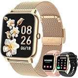Smartwatch Damen Fitnessuhr Armbanduhr mit Telefonfunktion: Wasserdicht Fitness tracker Herren Bluetooth Anruf Smart Watch mit Herzfrequenz Schlafmonitor Schrittzähler Sportuhr Uhren für Android iOS