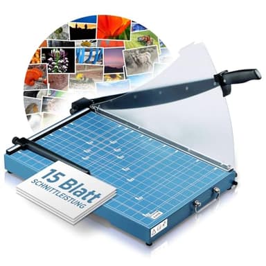 Olympia G 4415 Premium Hebelschneider | Papierschneidemaschine DIN A3 | bis zu 15 Blatt | Papierschneider A3 | 448 mm Arbeitsbreite | Anpressschiene mit Fingerschutz | sicheres Schneidegerät | blau