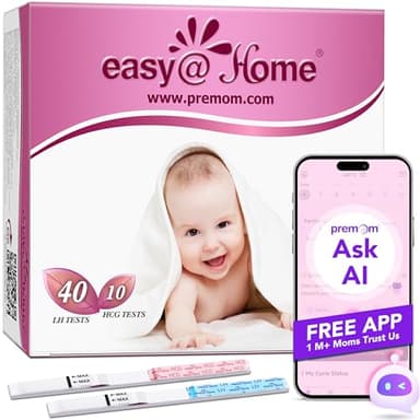 Easy@Home 40 Ovulation Test + 10 Pregnancy Test Early Test - Sensible Pregnancy Desire Fertility Tests for Ovulation and Pregnancy Tests 10 mIU/ml