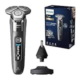 Philips Shaver Series 8000 – Elektrischer Nass- und Trockenrasierer mit SkinIQ Technologie, ausklappbarem Trimmer, Ladestation, Schutzkappe, Reinigungsbürste und Nasenhaartrimmer (Modell S8697/23)