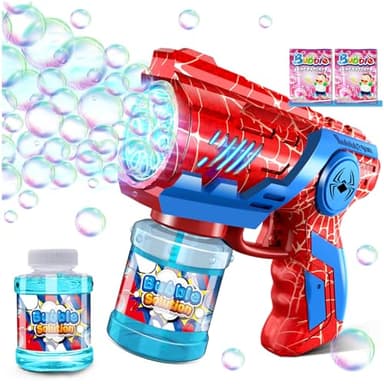 Seifenblasenmaschine Kinder Automatische SeifenblasenPistole mit LED Licht Seifenblasen Pistole mit 110 ML Tank Elektrisch Bubble Gun Geschenk für Kinder Party Hochzeit Outdoor Spielzeug (Blau+Rot)