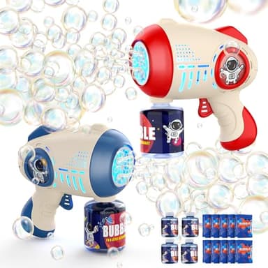 EAGLESTONE 2 Kinder Seifenblasenpistolen, Automatische Leuchtblasenbläser mit 4 Flaschen 10 Beuteln zum Nachfüllen von Flüssigkeit, Outdoor-Spielzeug, Partygeschenke für Hochzeit und Geburtstag