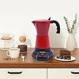 WSIKGHU 300ML Espressokocher Elektrisch Elektrischer Espresso-Kocher mit Basis für 6 Espressotassen 480W Aluminiumlegierung Base 360° Rotatable Kaffeemaschinen für das Büro und zu Hause (Rot)