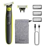 Philips OneBlade 360 Face - Elektrischer Bartschneider und Rasierer, 2x 360-Klingen, 3x Stoppelkamm (1,3,5mm), QP2724/31