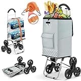 Popolic Einkaufstrolley 75L | Multifunktions Einkaufswagen Treppensteige Tragfähigkeit 50kg | 2 in 1 Treppensteiger Einkaufstrolley mit Verstellbarem Spannseile