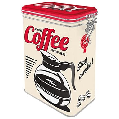 Nostalgic-Art 31105 Retro Kaffeedose Strong Coffee Served Here – Geschenk-Idee für Kaffee-Liebhaber, Blech-Dose mit Aromadeckel, Vintage Design, 1,3 l