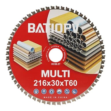 BATIOPV Kreissägeblatt 216 x 30 mm für Holz & Metall, Aluminium - Multi Sägeblatt 216x30 kompatibel mit mit Bosch GTS 635-216 & Metabo KGS,Dewalt, Makita - 216 30 Sägeblatt