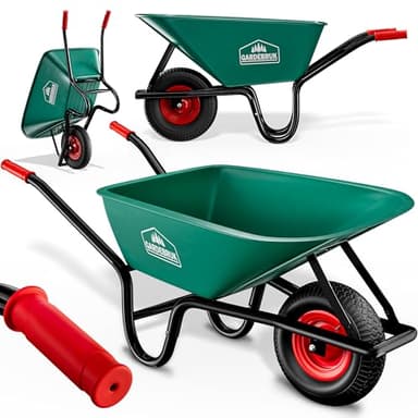 GARDEBRUK Schubkarre 100 Liter Bauschubkarre Gartenschubkarre bis 250kg Belastbarkeit Luftreifen stabile Ausführung mit Kunstoffwanne