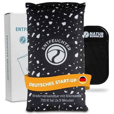 Naturbummler Luftentfeuchter XL 1kg [Wiederverwendbar & Effektiv] inkl. Anti-Rutsch Pad Auto Entfeuchter Feuchtigkeitskissen Lufttrockner Autozubehör